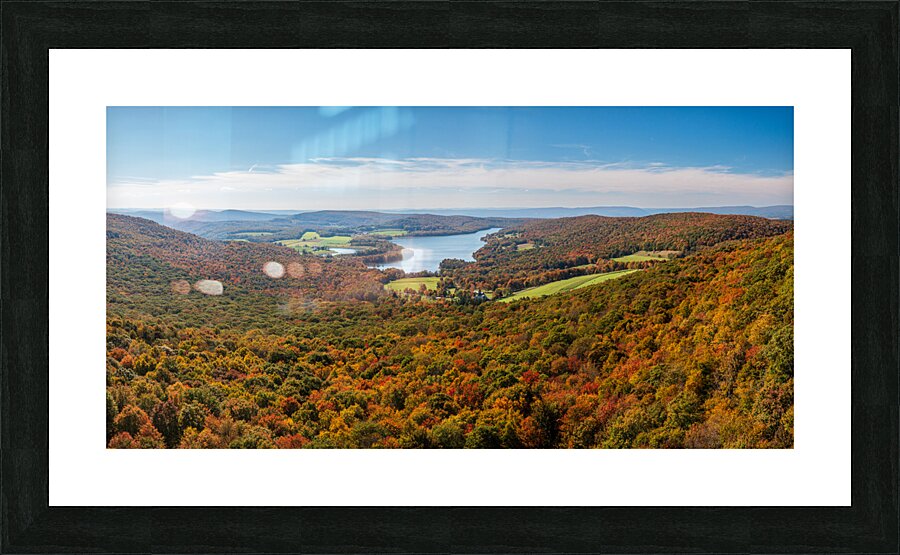 View of the fall colors of Pennsylvania to High Point Lake  Framed Print Print