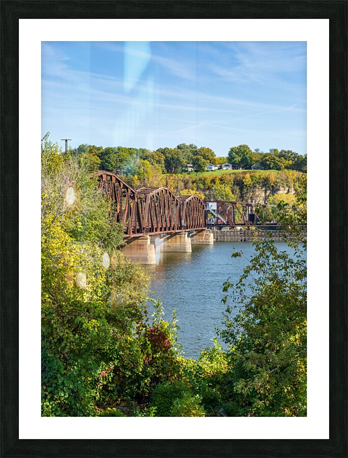 Historic rail bridge between Dubuque Iowa and East Dubuque  Framed Print Print