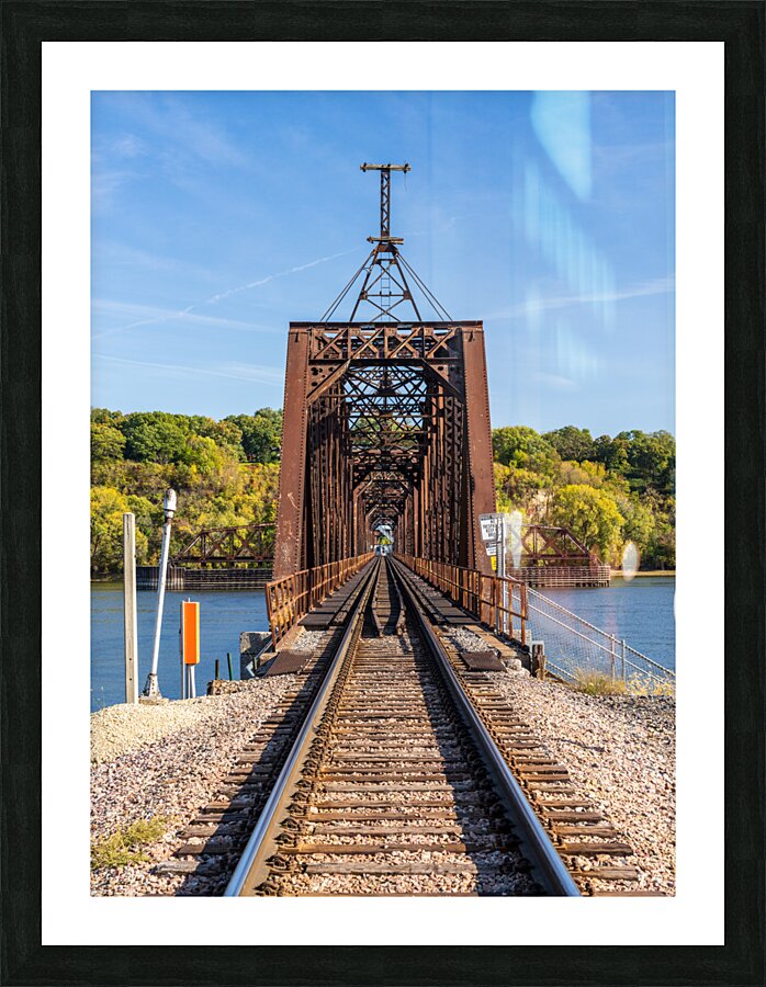 Historic rail bridge between Dubuque Iowa and East Dubuque  Framed Print Print