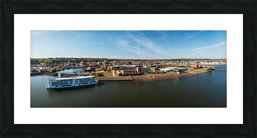 Viking Mississippi river cruise boat docked in Dubuque  Framed Print Print