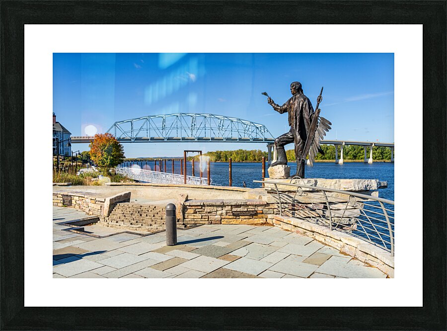 Statue alongside the Mississippi River in Wabasha Minnesota  Framed Print Print