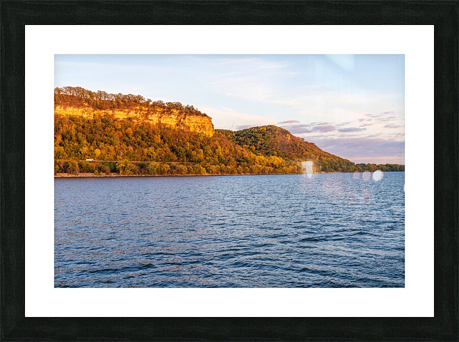 Cliffs of Maiden Rock Bluff state natural area from Mississippi   Framed Print Print