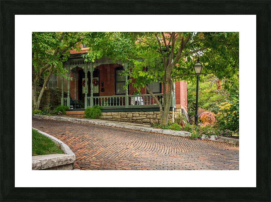 Porch of house on Snake Alley in Burlington Iowa  Framed Print Print