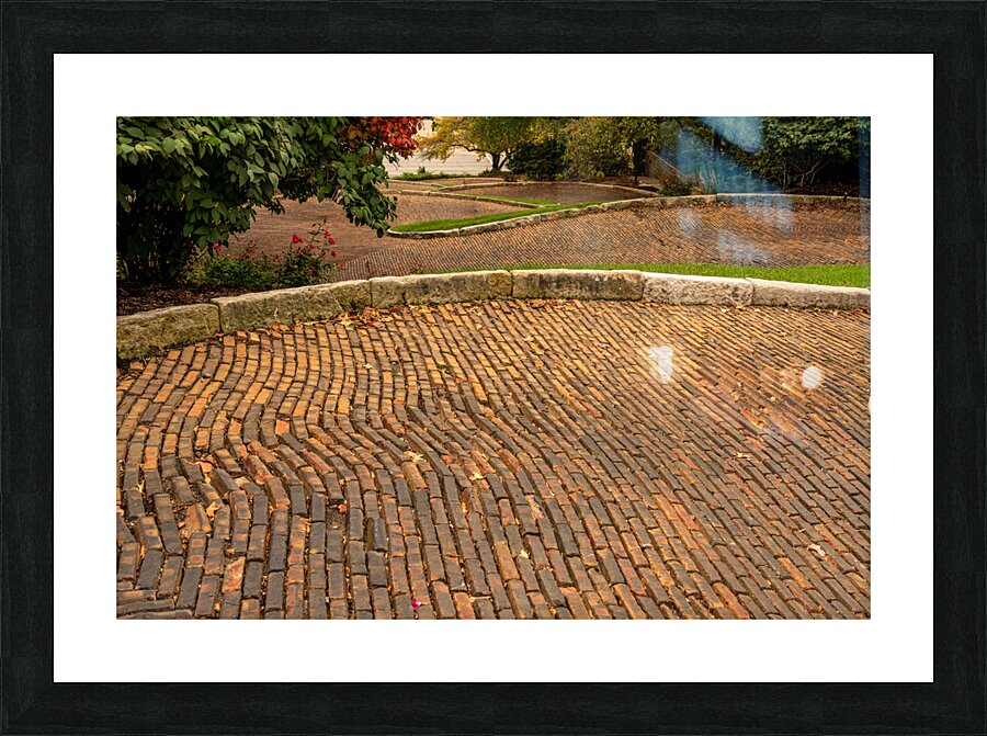 Pattern of bricks on Snake Alley in Burlington Iowa  Framed Print Print