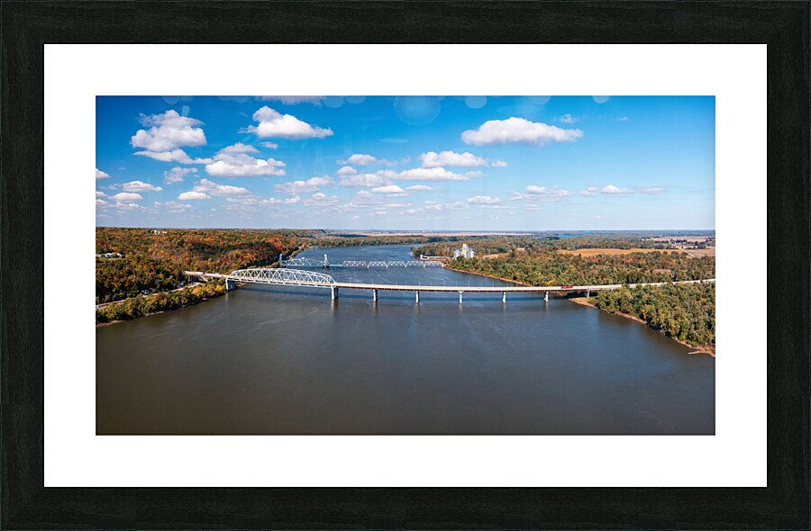 Mark Twain Memorial highway bridge across Mississippi  Framed Print Print