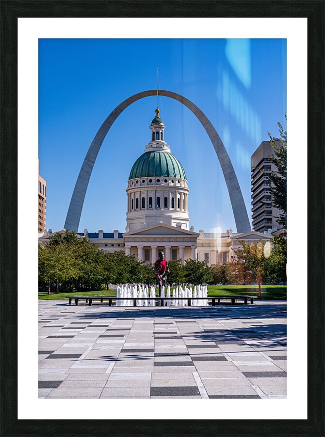 Dome of Old Courthouse in St Louis Missouri with statue in fount  Framed Print Print