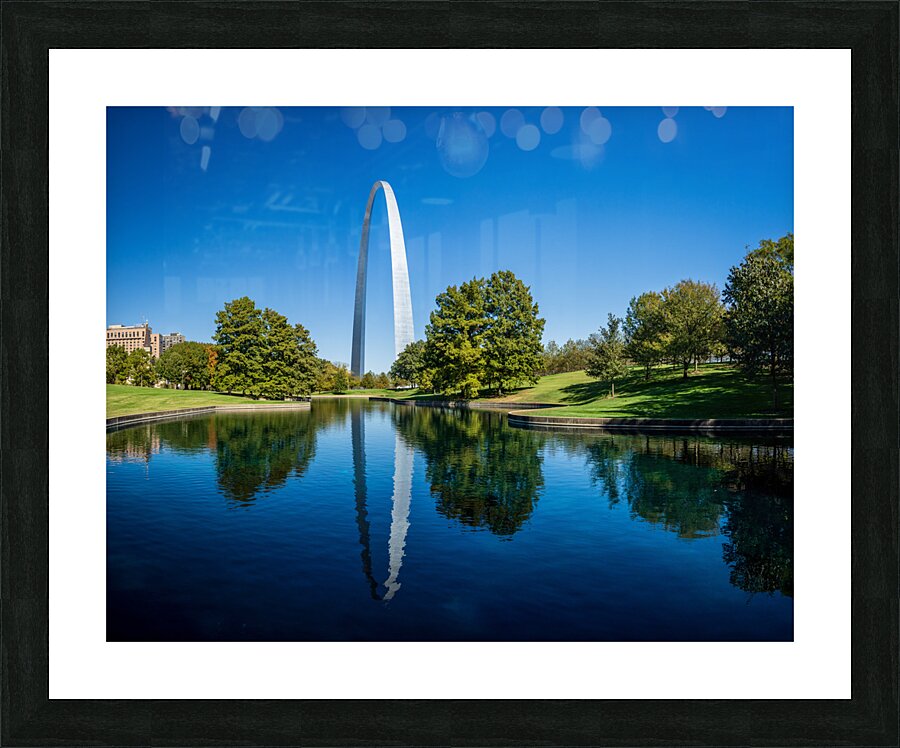 Gateway Arch of St Louis Missouri reflecting in the lake  Framed Print Print