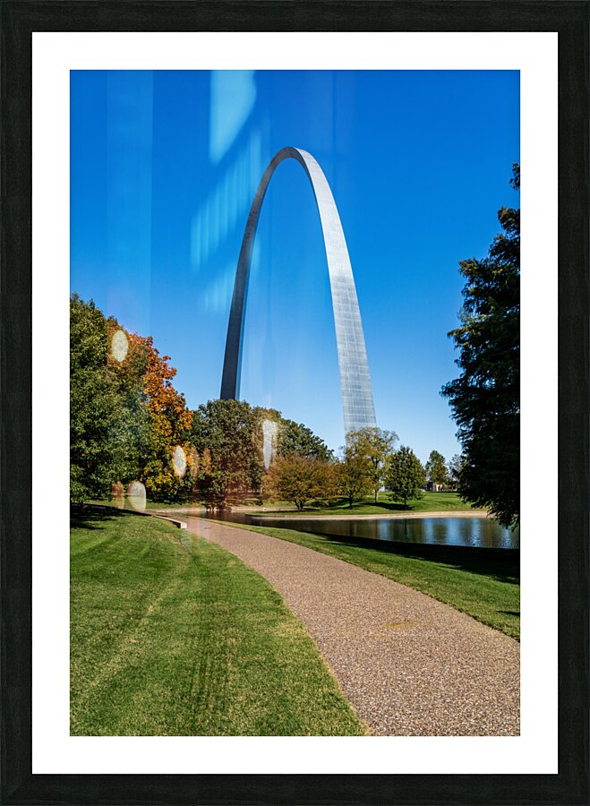 Gateway Arch of St Louis Missouri from the park and lake  Framed Print Print