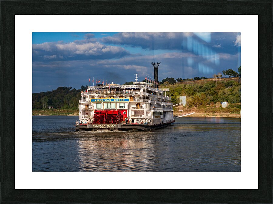 Paddle Steamer American Queen departs from Natchez Mississippi  Framed Print Print