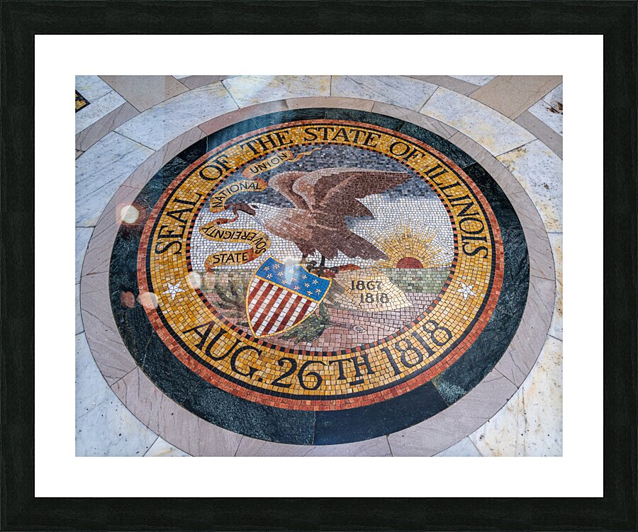Great Seal of Illinois in memorial for the Vicksburg siege in Mi  Impression encadrée