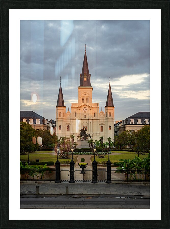 Sunrise on Cathedral Basilica of Saint Louis in New Orleans LA  Framed Print Print