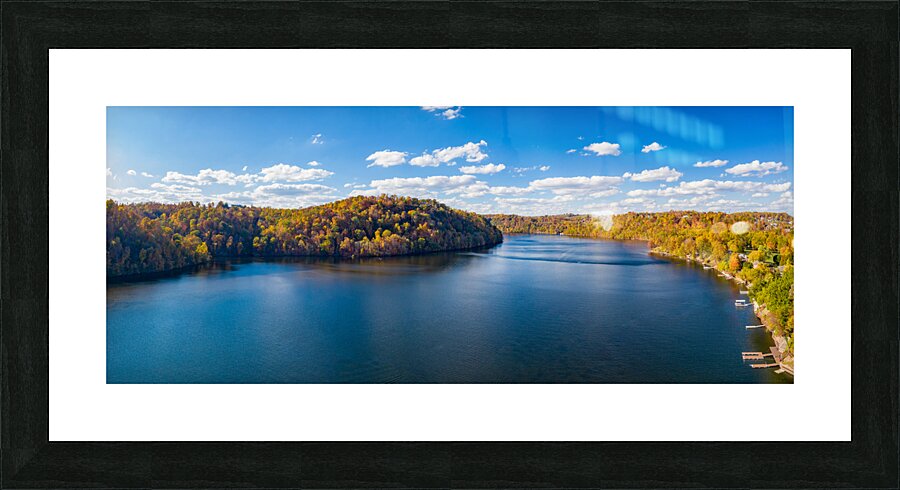 Aerial panorama of fall colors on Cheat Lake Morgantown WV with  Impression encadrée