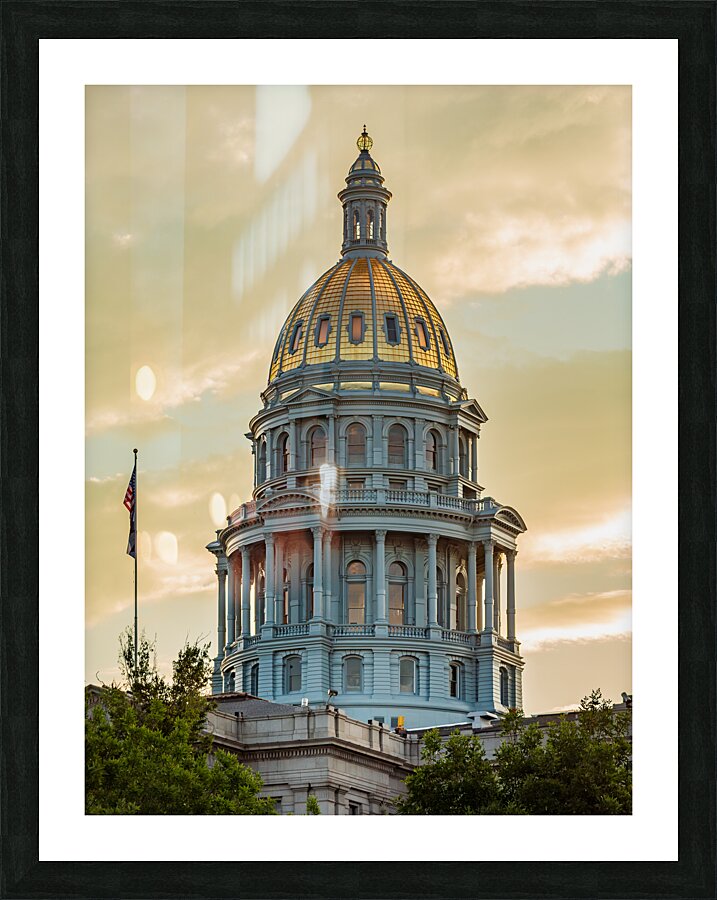 Gold covered dome of State Capitol Denver  Framed Print Print