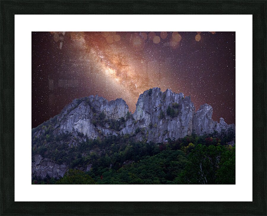 Galaxy over Seneca Rocks in West Virginia  Framed Print Print
