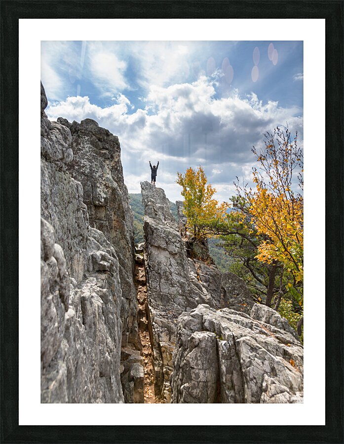 Climber on top of Seneca Rocks  Framed Print Print