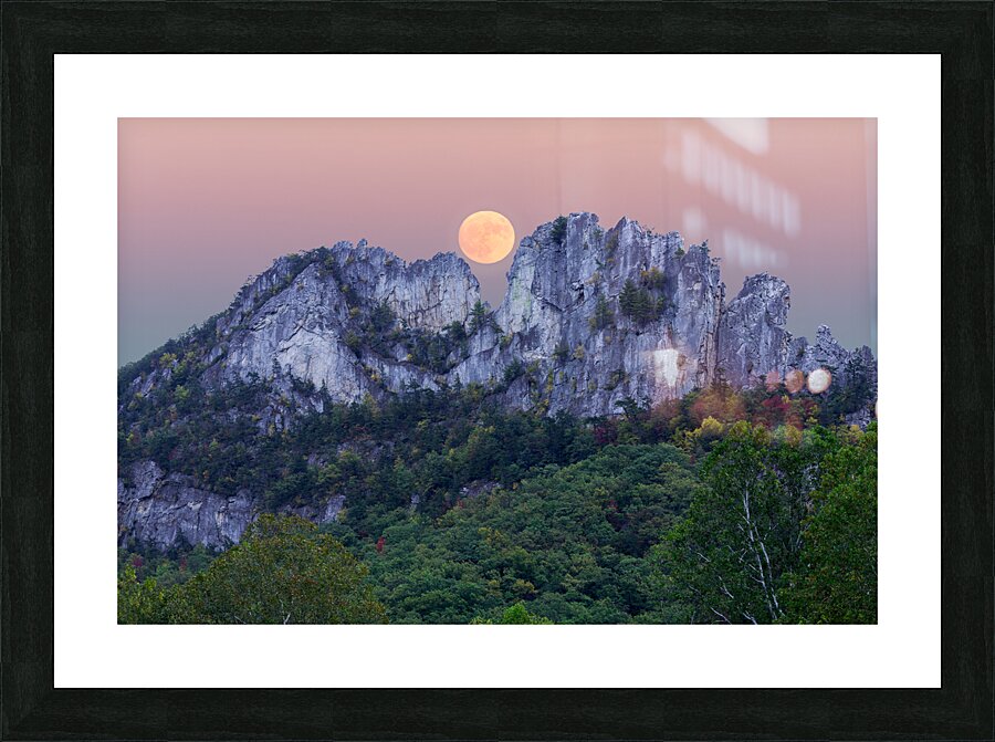Supermoon over Seneca Rocks in West Virginia  Framed Print Print