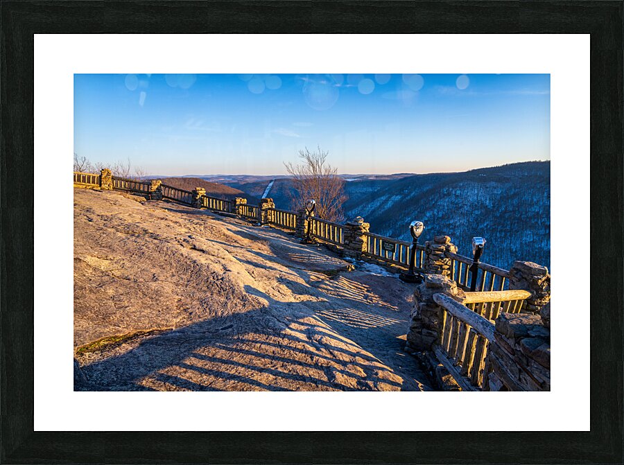 Rocky overlook at Coopers Rock on winter afternoon  Framed Print Print
