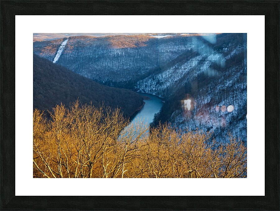 Cheat River Canyon at Coopers Rock on winter afternoon  Framed Print Print