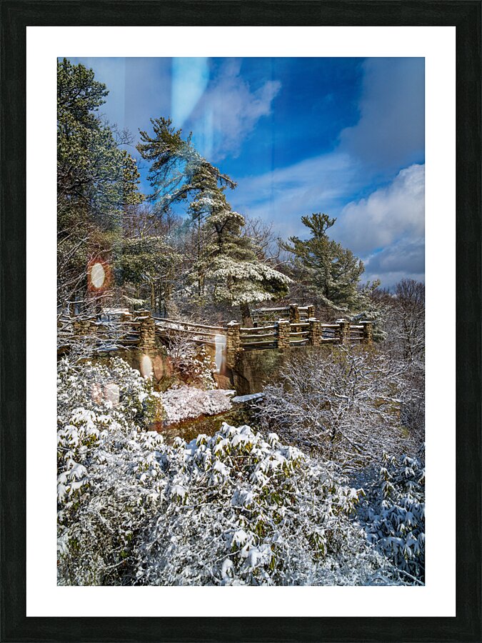 Coopers Rock overlook covered in winter snow near Morgantown  Framed Print Print