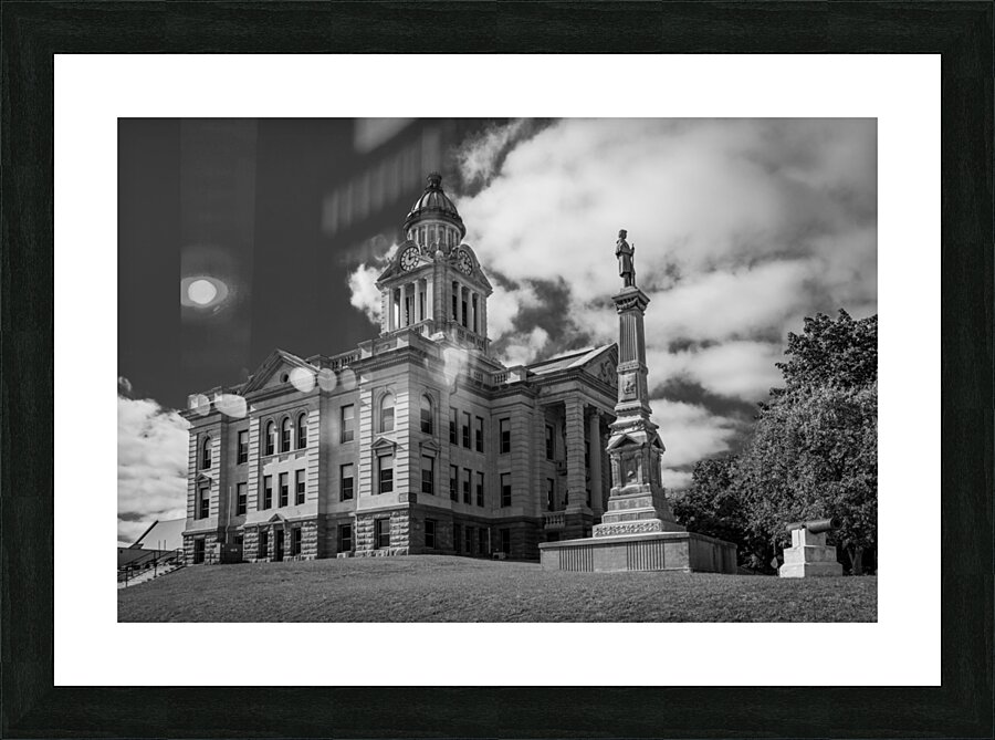 BW Facade and clock tower of Winneshiek County Courthouse  Framed Print Print