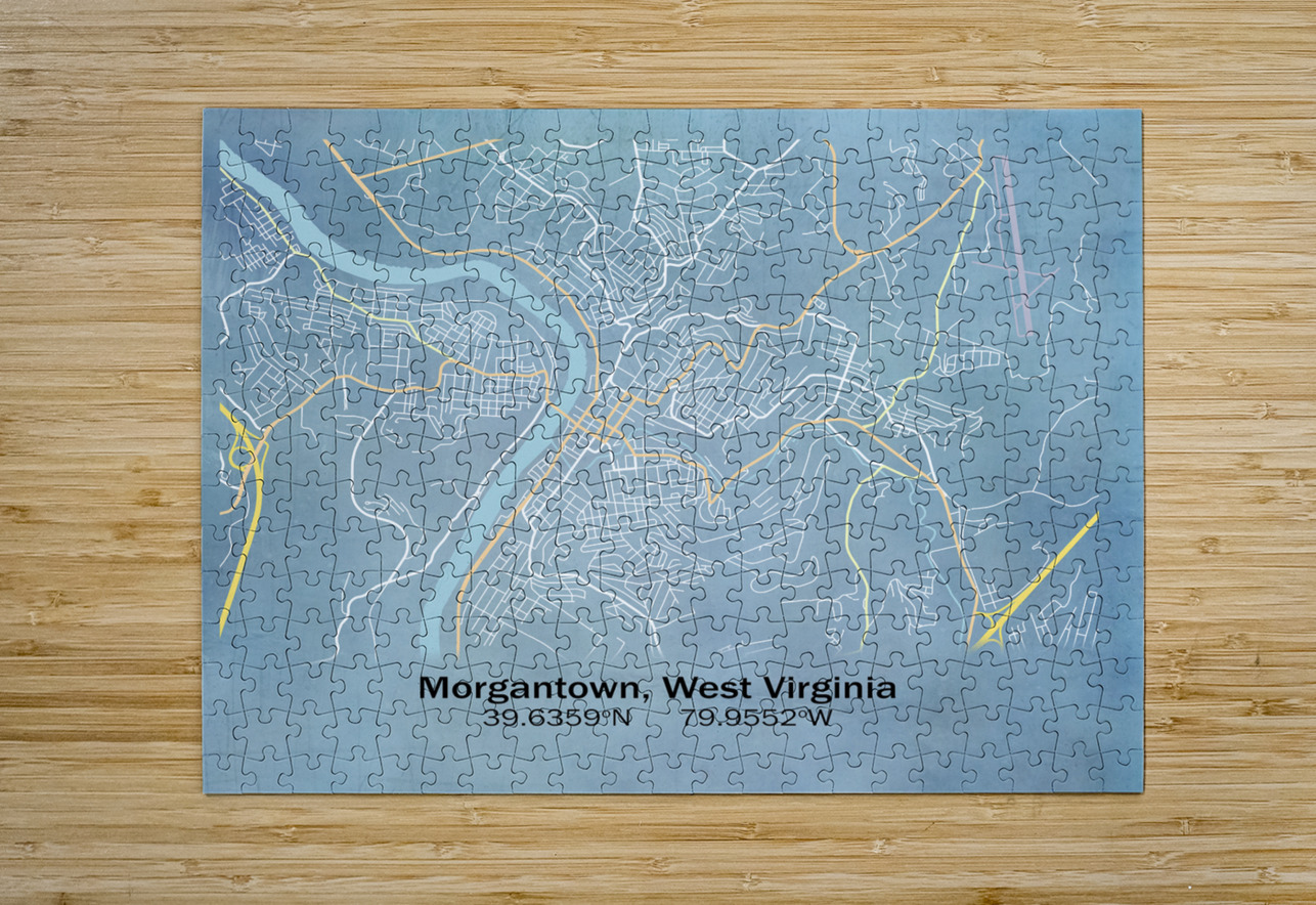 Blueprint of Morgantown WV city streets Steve Heap Puzzle printing