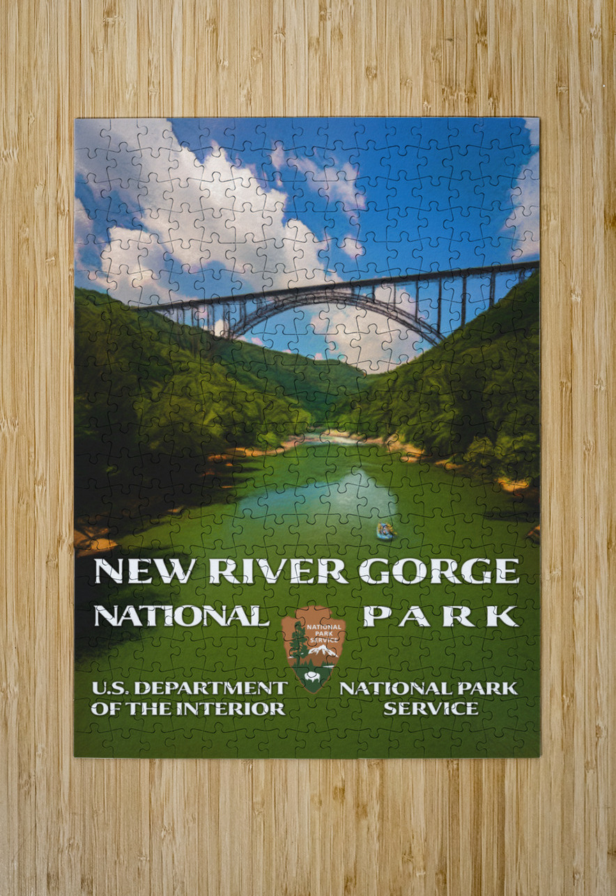NPS type poster for the New River Gorge National Park Steve Heap Puzzle printing