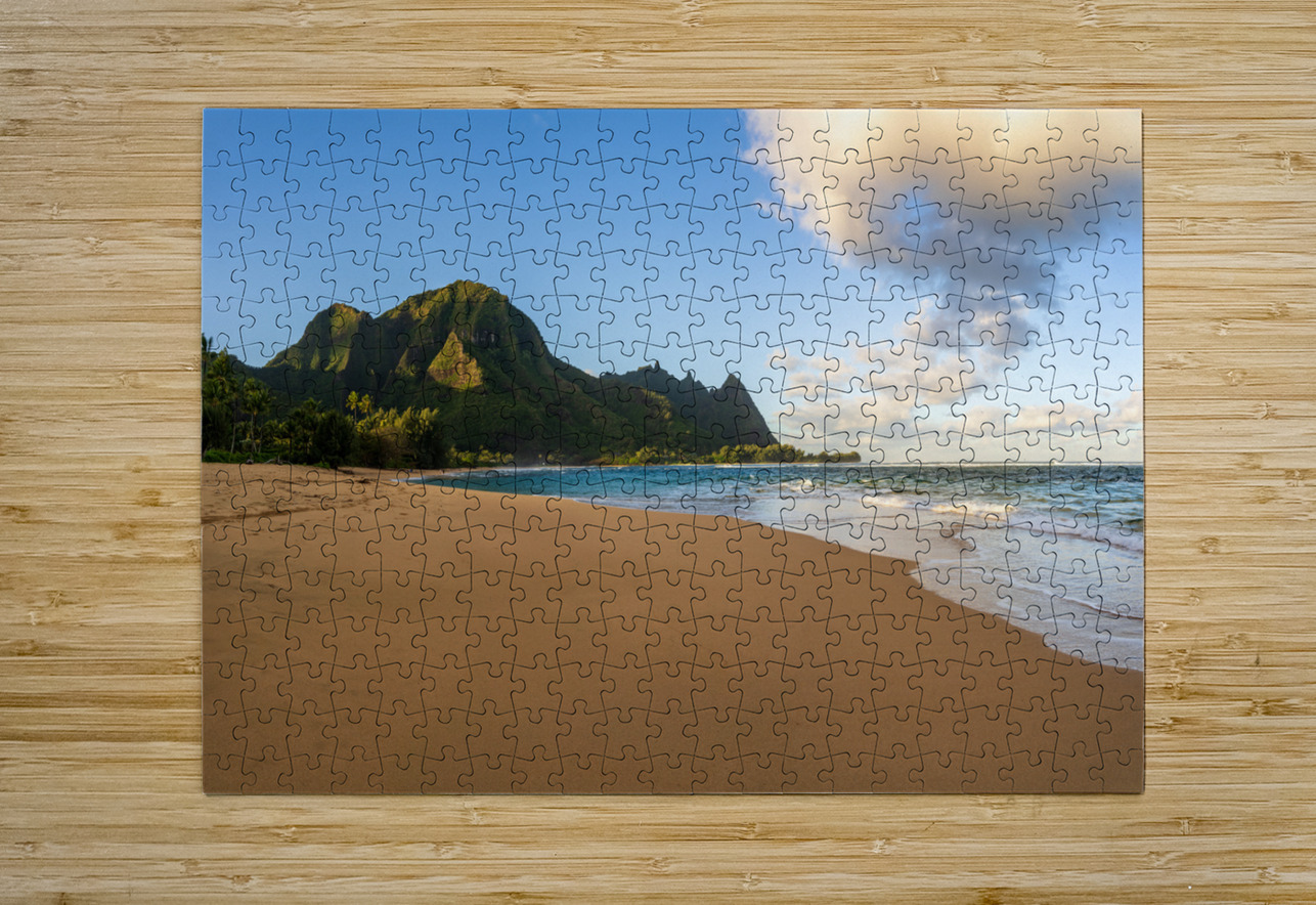 Early morning sunrise over Tunnels Beach on Kauai in Hawaii Steve Heap Puzzle printing