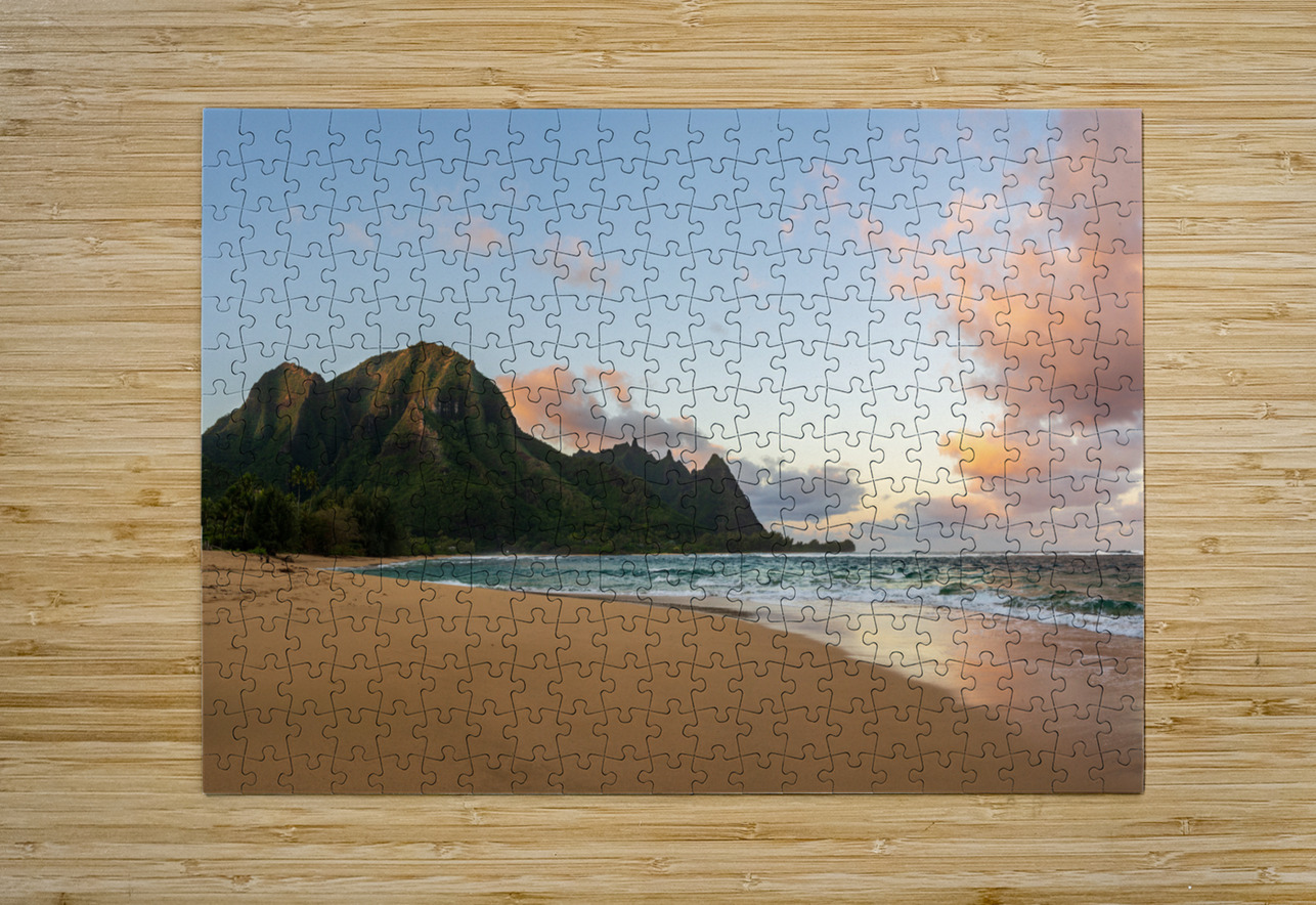Early morning sunrise over Tunnels Beach on Kauai in Hawaii Steve Heap Puzzle printing