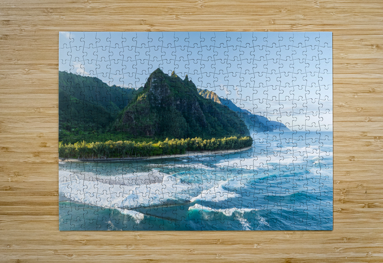 View along Haena beach towards Kee Beach and Na Pali coastline Steve Heap Puzzle printing