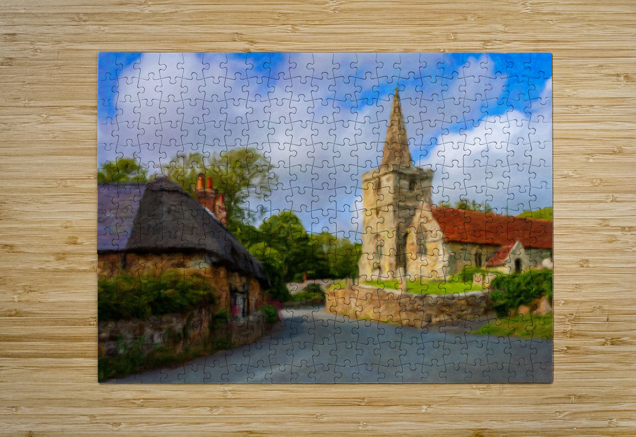 St Peters Church Shorwell Isle of Wight oil painting Steve Heap Puzzle printing