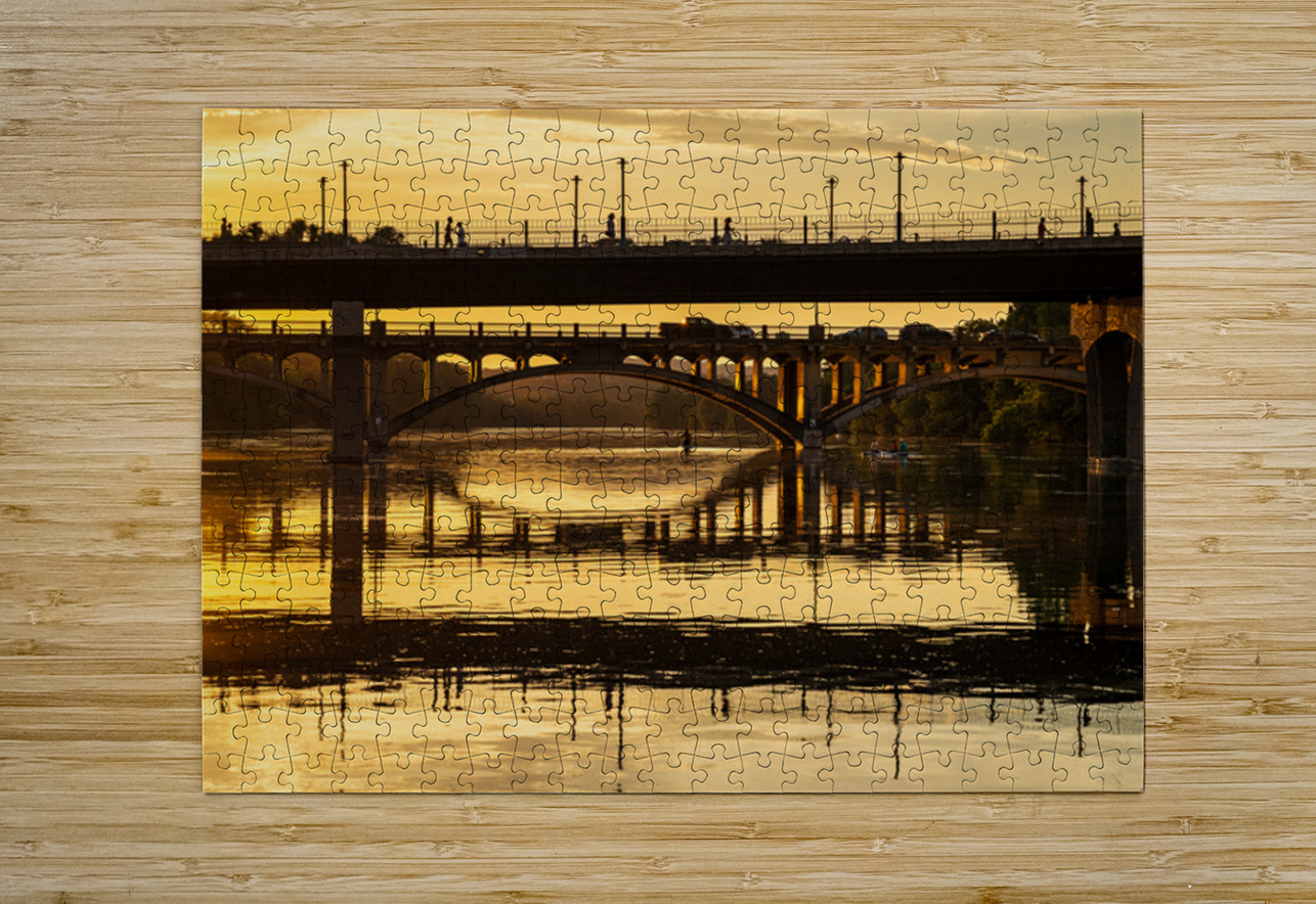 The Pfluger pedestrian bridge with the Lamar Boulevard bridge be Steve Heap Puzzle printing