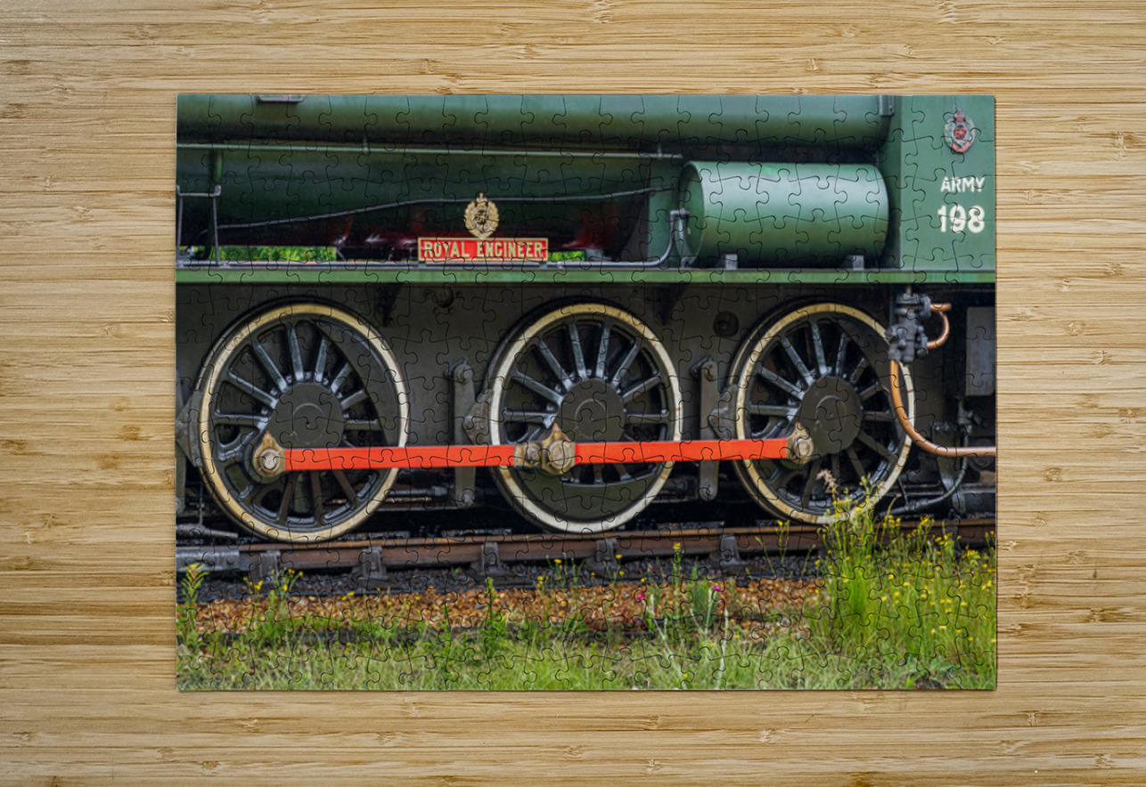 Detail of the wheels and coupling rod on the Isle of Wight Steam Steve Heap Puzzle printing