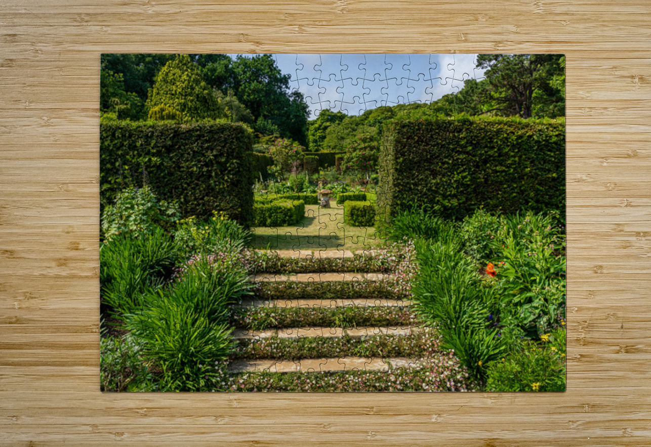 Stone steps into a hedged flower garden on the Isle of Wight Steve Heap Puzzle printing