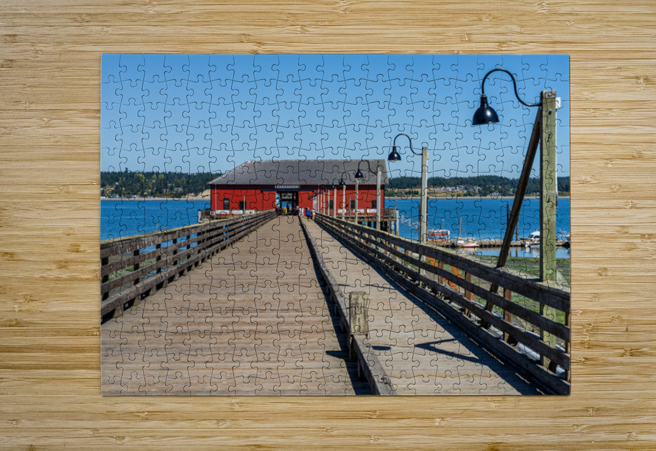 Wooden pier leading to famous red Coupeville wharf on Whidbey Is Steve Heap Puzzle printing