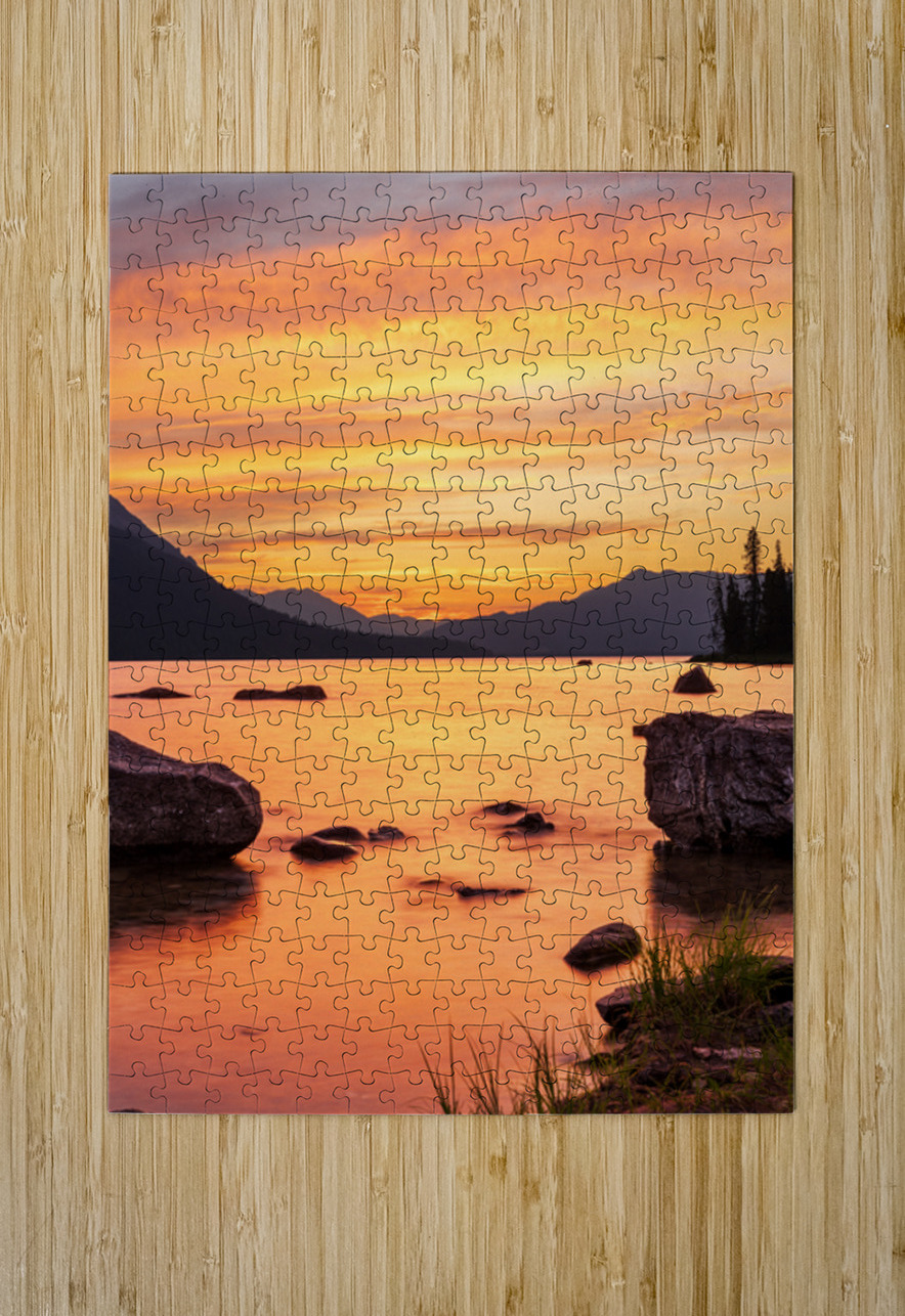 Vibrant sunset over Lake Wenatchee in the Cascade Mountains WA Steve Heap Puzzle printing