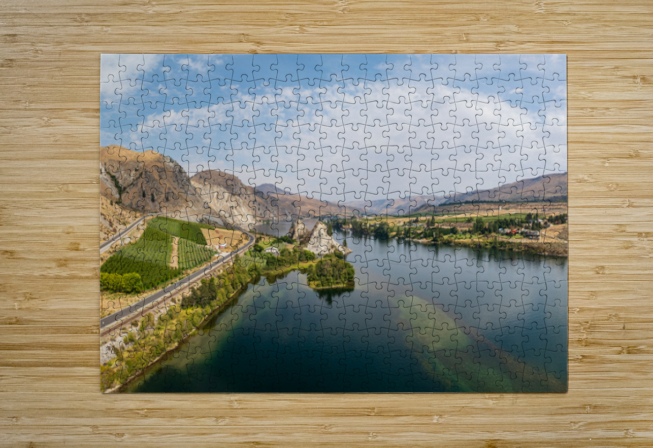 Aerial view of Columbia River by Maplecreek and Orondo in Washin Steve Heap Puzzle printing