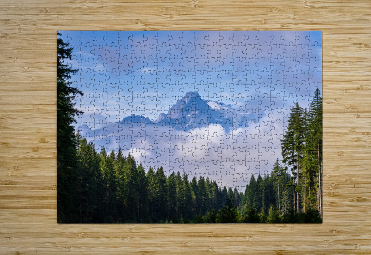 Whitehorse Mountain seen through rolling clouds and mist from Ro Steve Heap Puzzle printing
