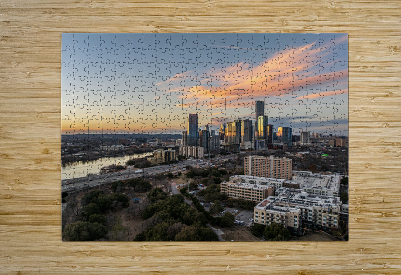 Aerial panorama Austin Texas downtown panorama Steve Heap Puzzle printing