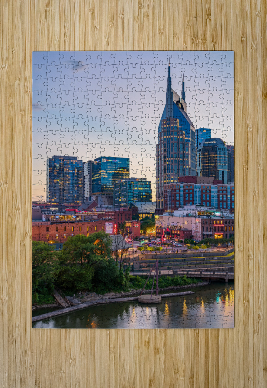 Skyline of Nashville in the evening Steve Heap Puzzle printing