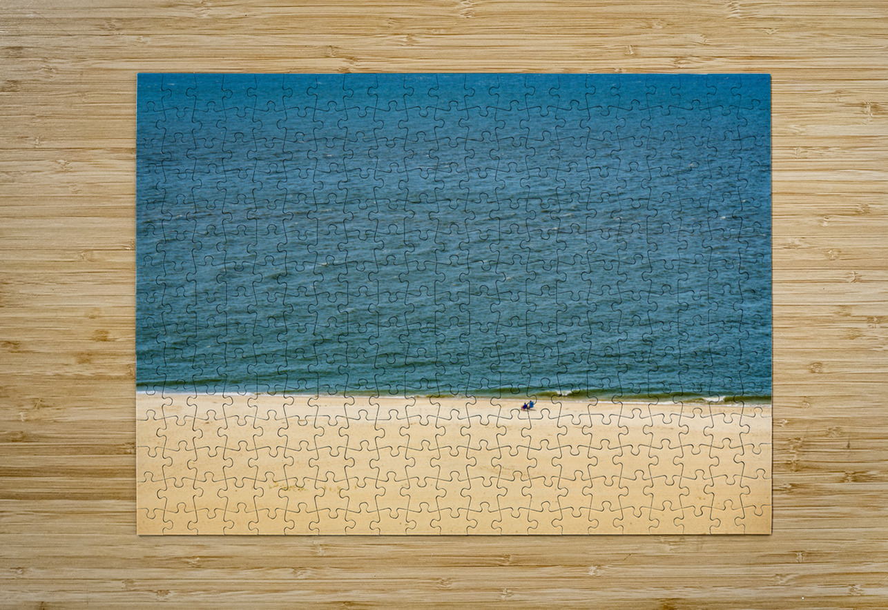 Single couple on wide beach at Cape May Point  HD Metal print with Floating Frame on Back