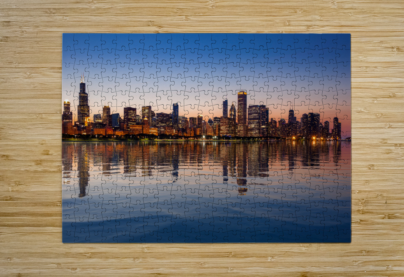 Chicago Skyline at sunset from the Observatory Steve Heap Puzzle printing