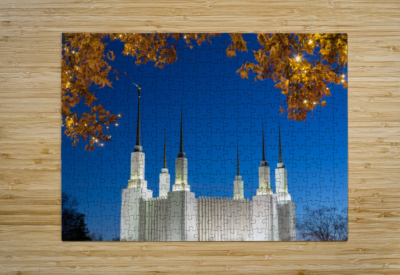 Mormon temple in Washington DC with xmas lights Steve Heap Puzzle printing