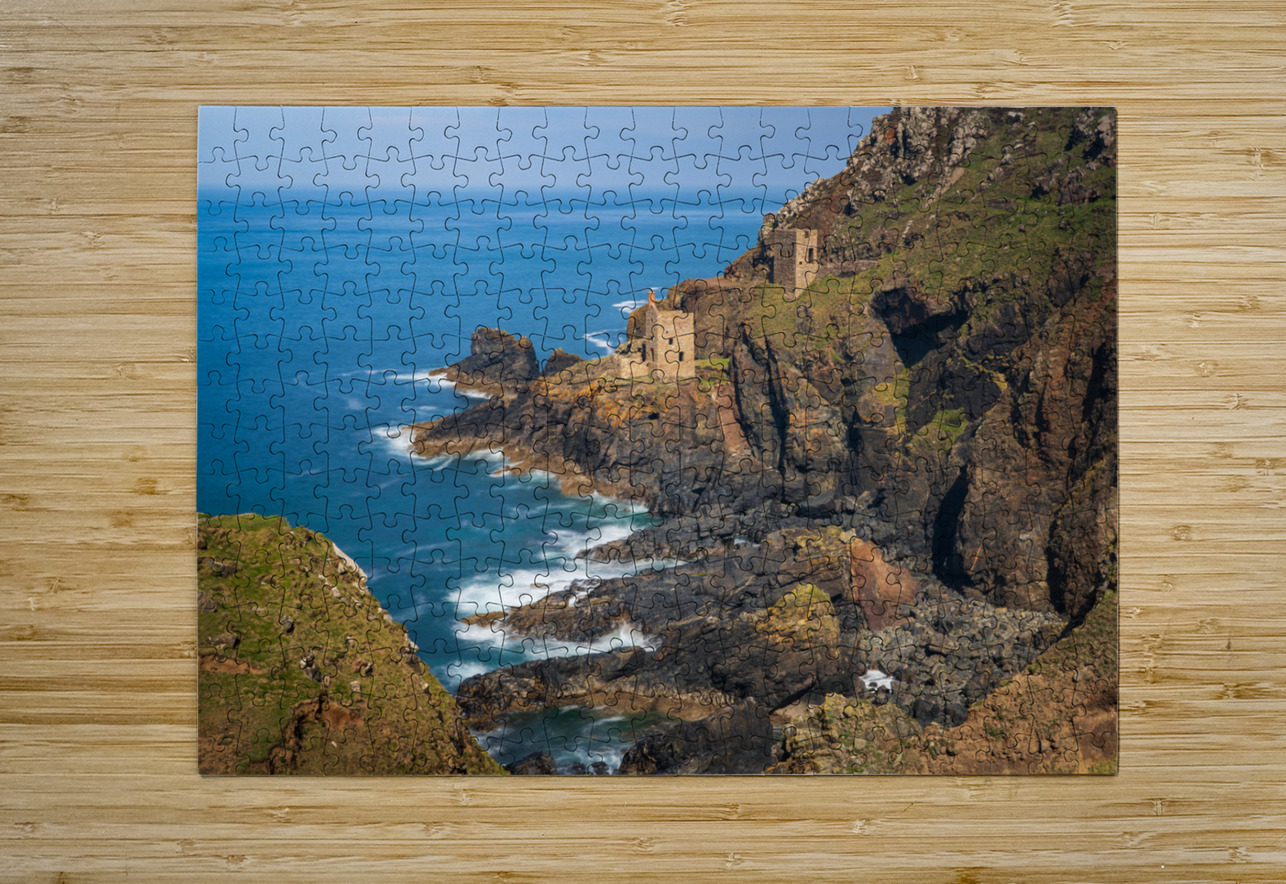 Long duration image of the ruins at Botallack tin mine  HD Metal print with Floating Frame on Back