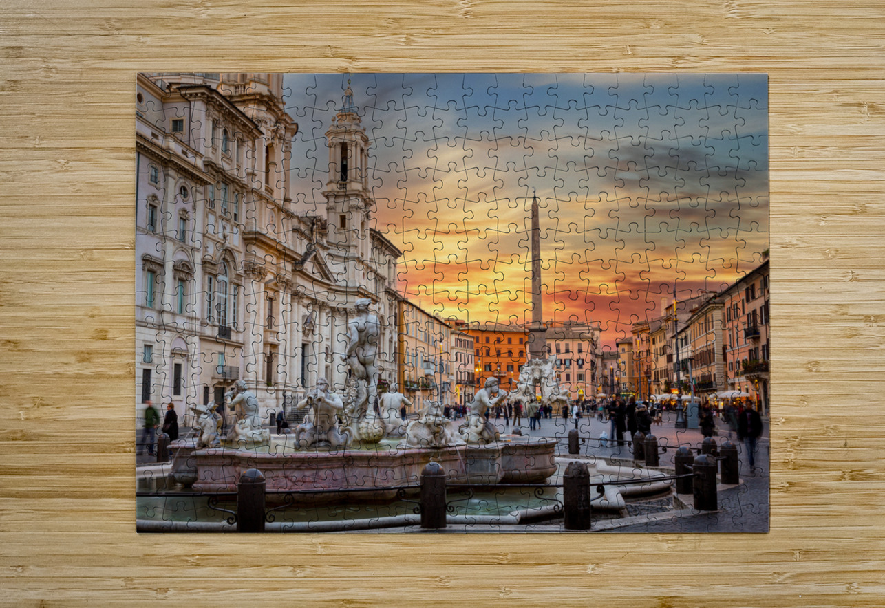 Dusk in famous Piazza Navona in Rome Steve Heap Puzzle printing