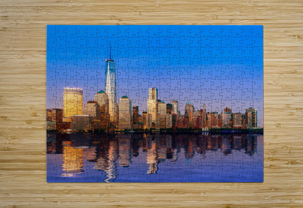 Skyline of Lower Manhattan at night Steve Heap Puzzle printing