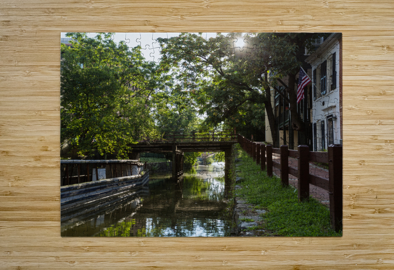 Wooden bridge on the old canal in Georgetown Washington DC Steve Heap Puzzle printing