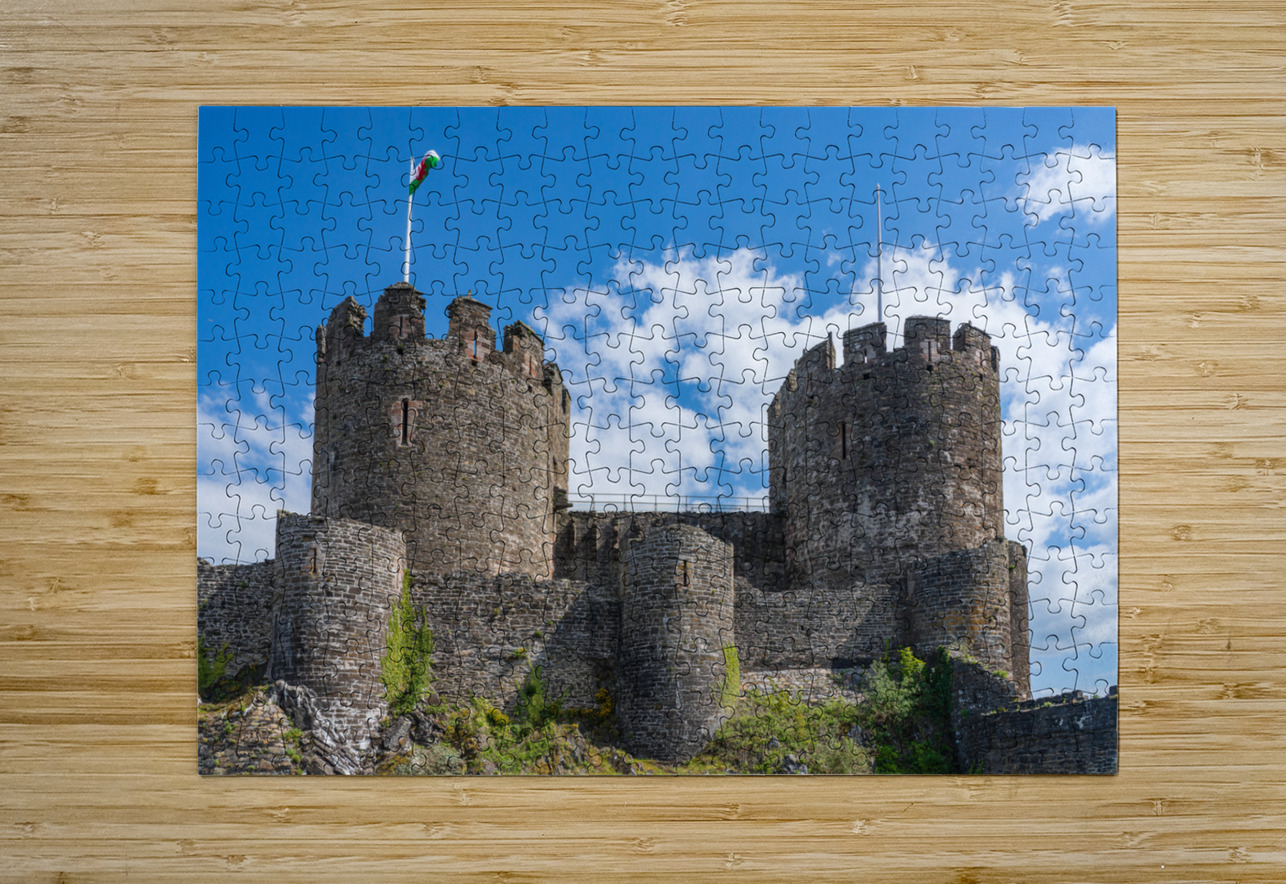 Flag flies over the historic Conwy castle in North Wales Steve Heap Puzzle printing