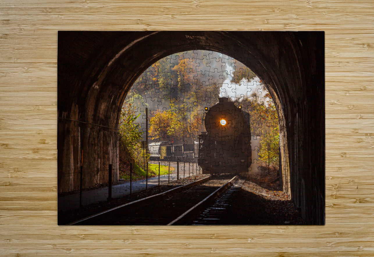 1916 Baldwin Steam locomotive enters tunnel  HD Metal print with Floating Frame on Back