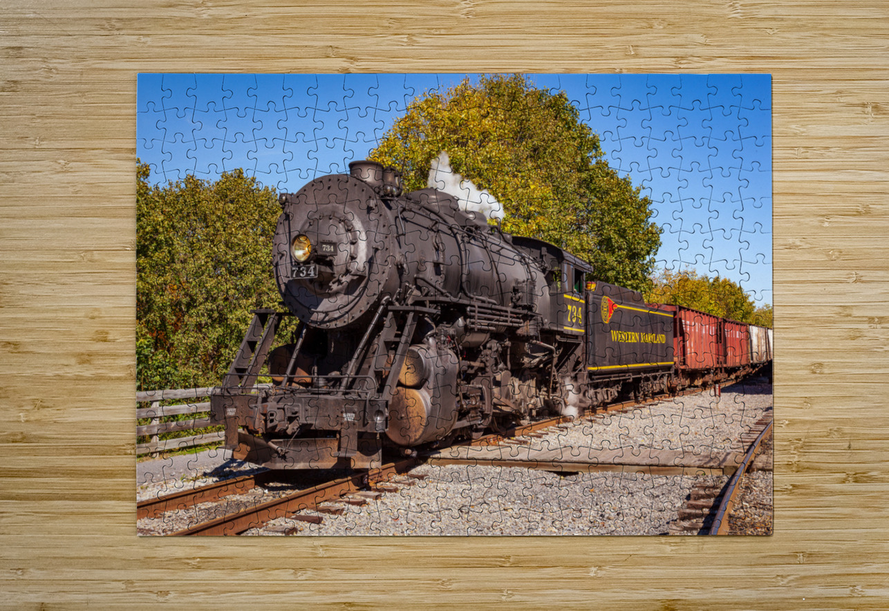 WMRR Steam train in Frostburg MD  HD Metal print with Floating Frame on Back