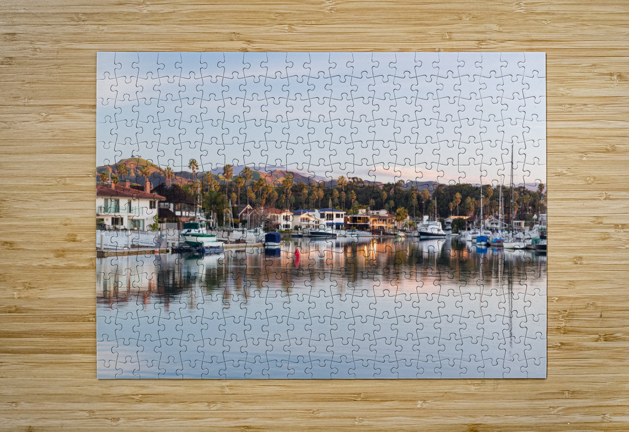 Sunrise over homes and boats ventura Steve Heap Puzzle printing